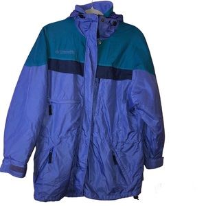 Columbia Vintsge Boulder Ridge Bugaboo Ski‎ Jacket Purple Teal Blue Size Small